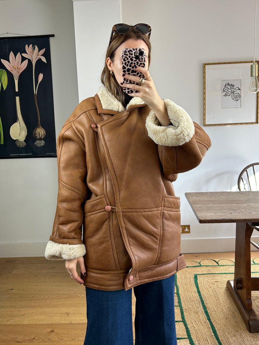 Tan Sheepskin Coat - S