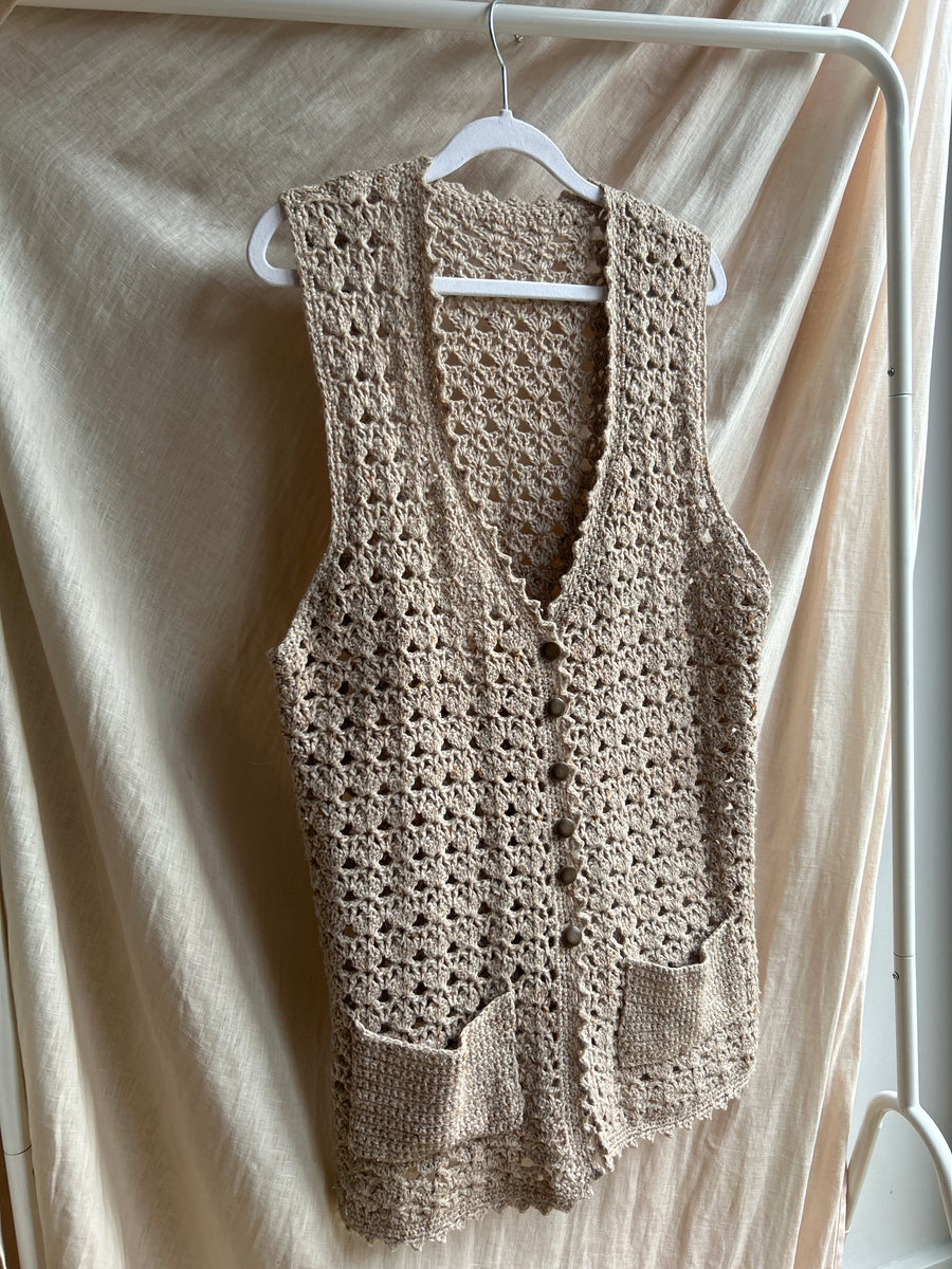 Brown Crochet Waistcoat - M