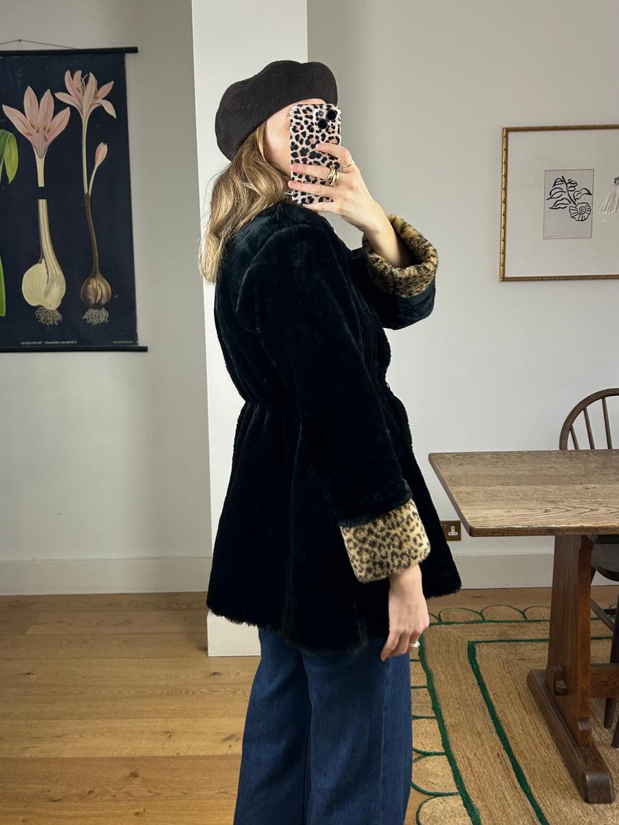 Leopard Faur Fur Coat - XS/S