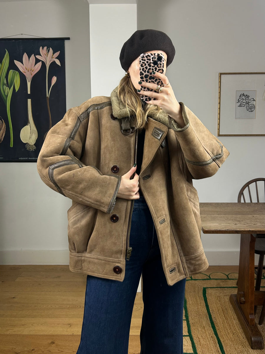 Shearling Aviator Jacket - M