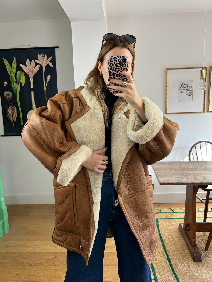 Tan Sheepskin Coat - S