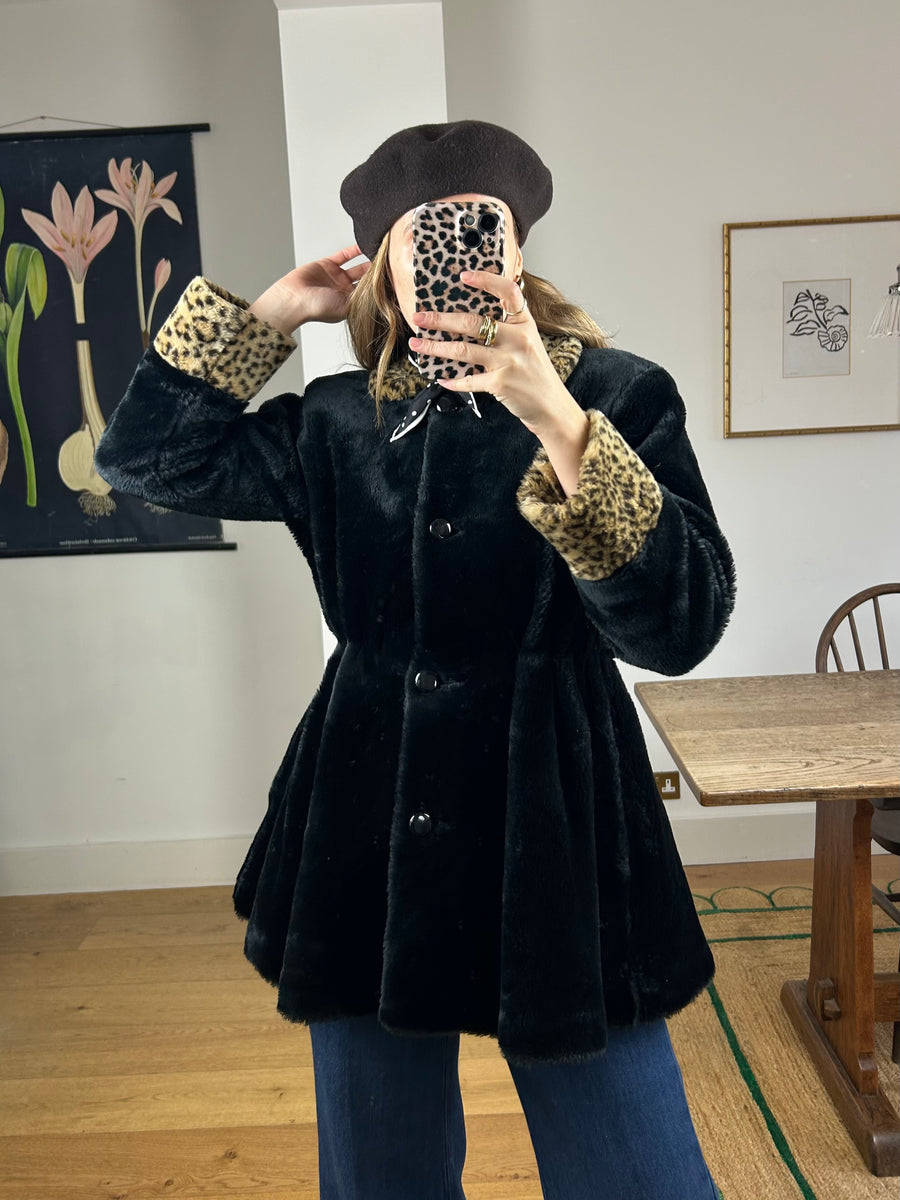 Leopard Faur Fur Coat - XS/S