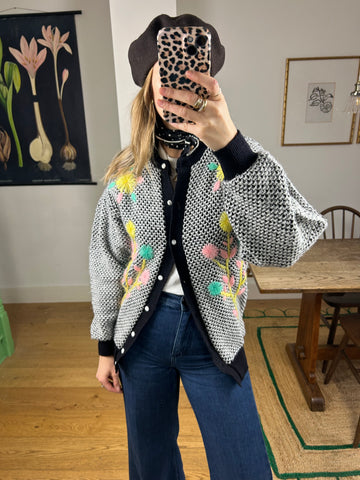 Embroidered Floral Cardigan - S