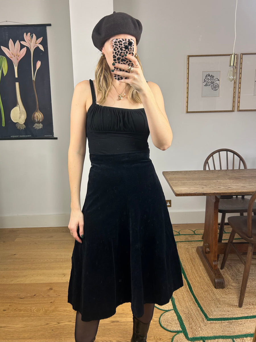 Black Velvet Skirt - UK 6/8