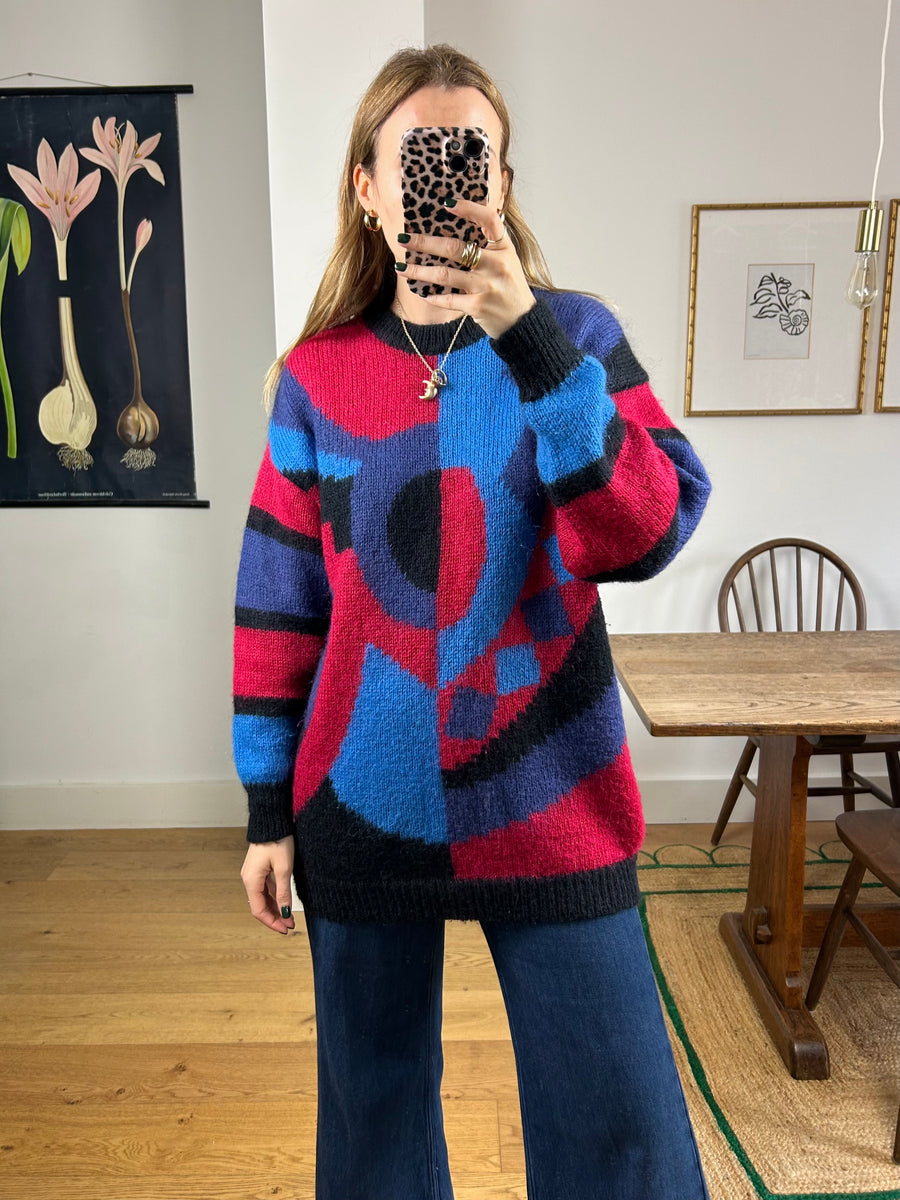 Mohair Graphic Jumper - M