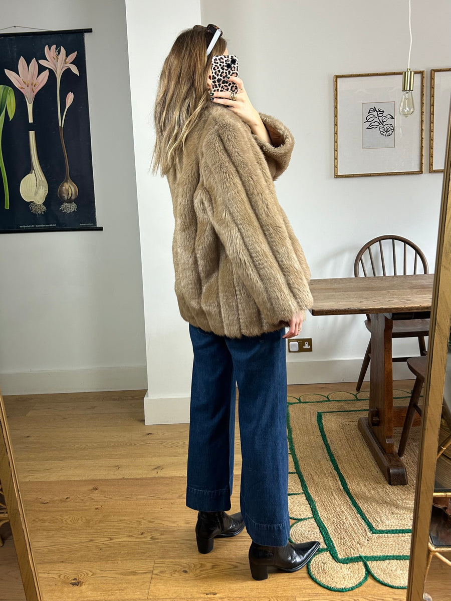 Tan Faux Fur Coat - S/M