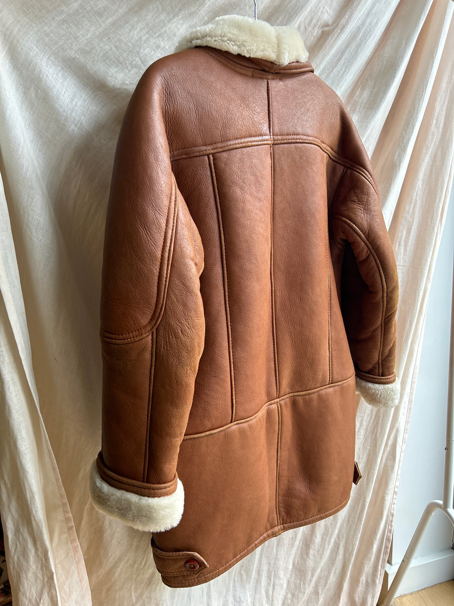 Leather Sheepskin Coat - M