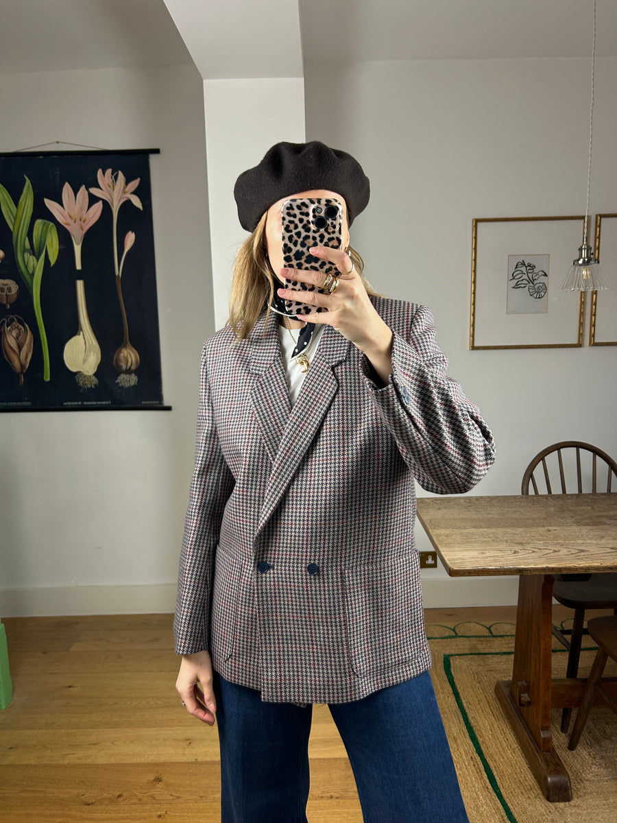 Houndstooth Wool Blazer - M