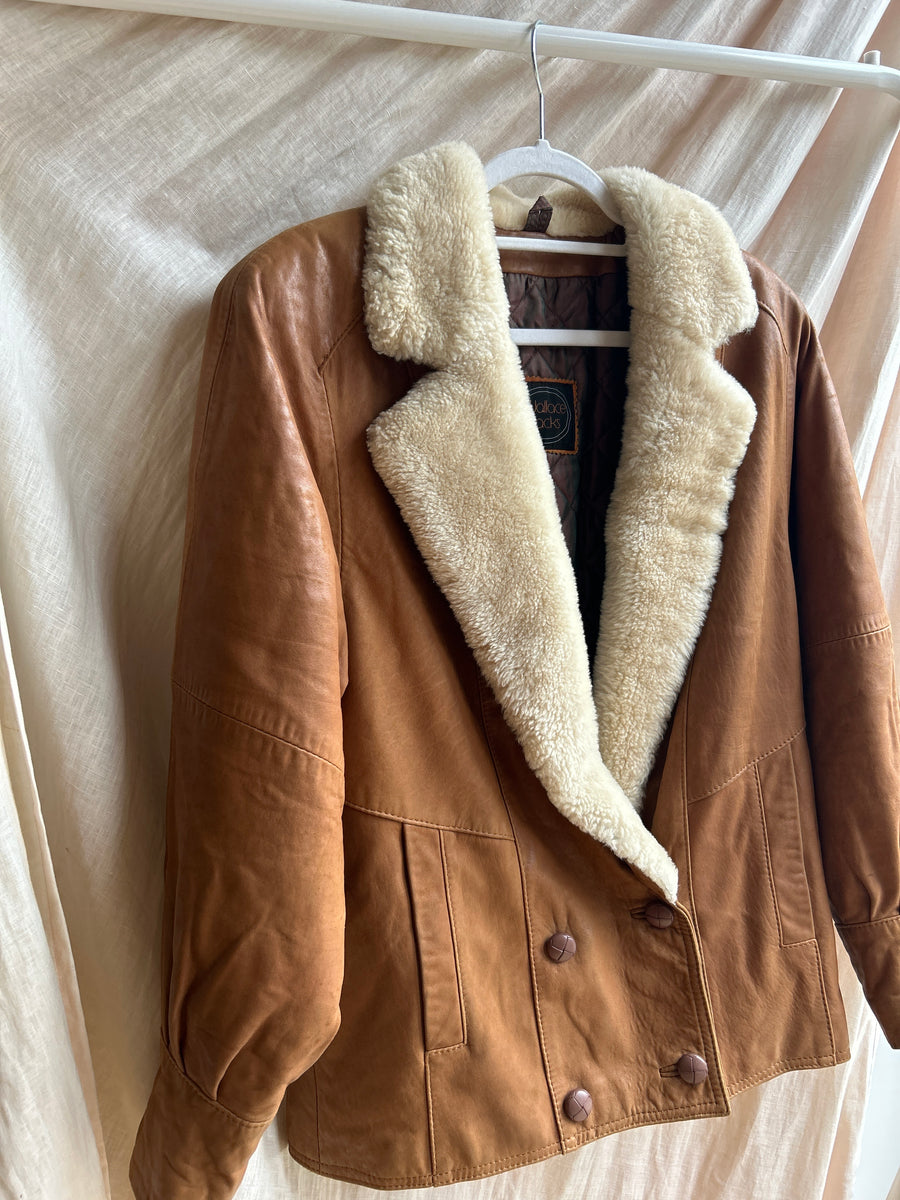 Leather & Sheepskin Coat - M