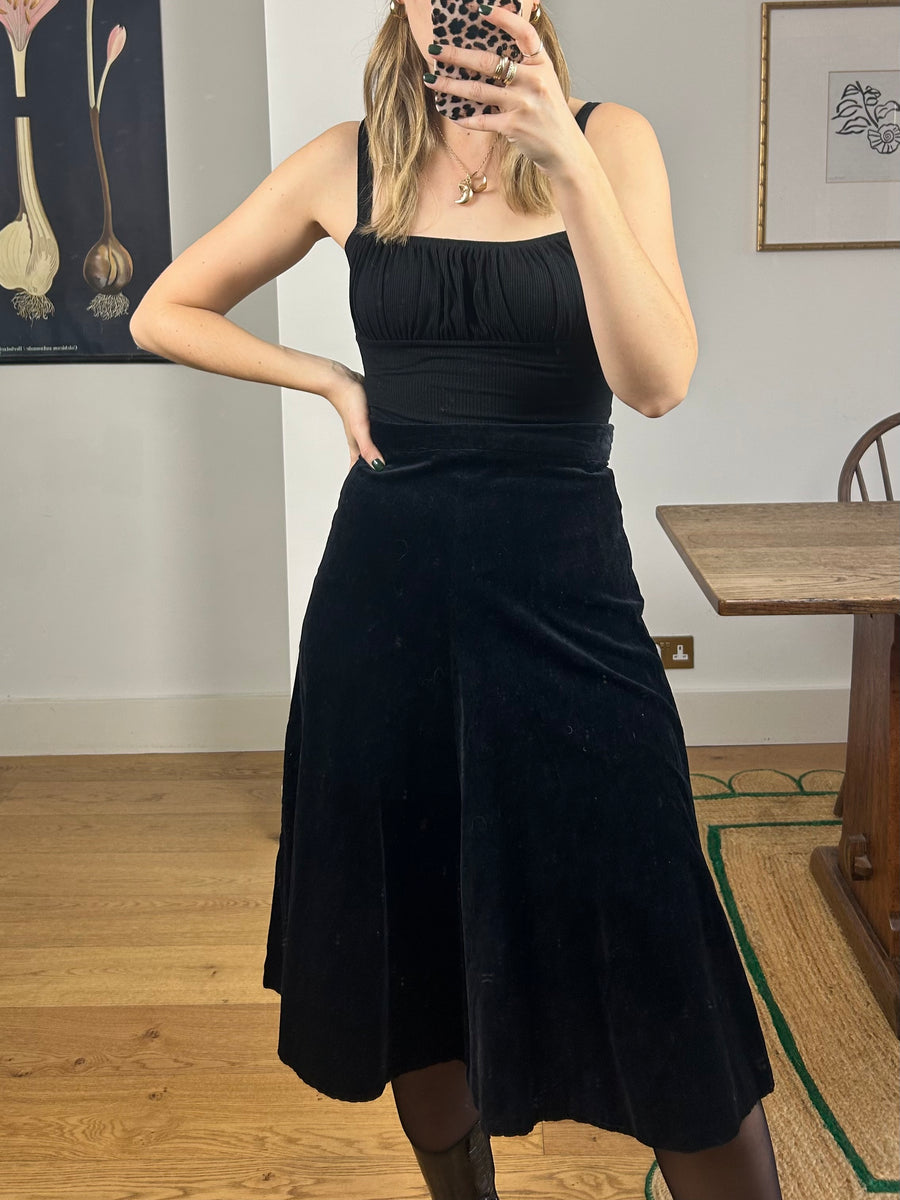 Black Velvet Skirt - UK 6/8