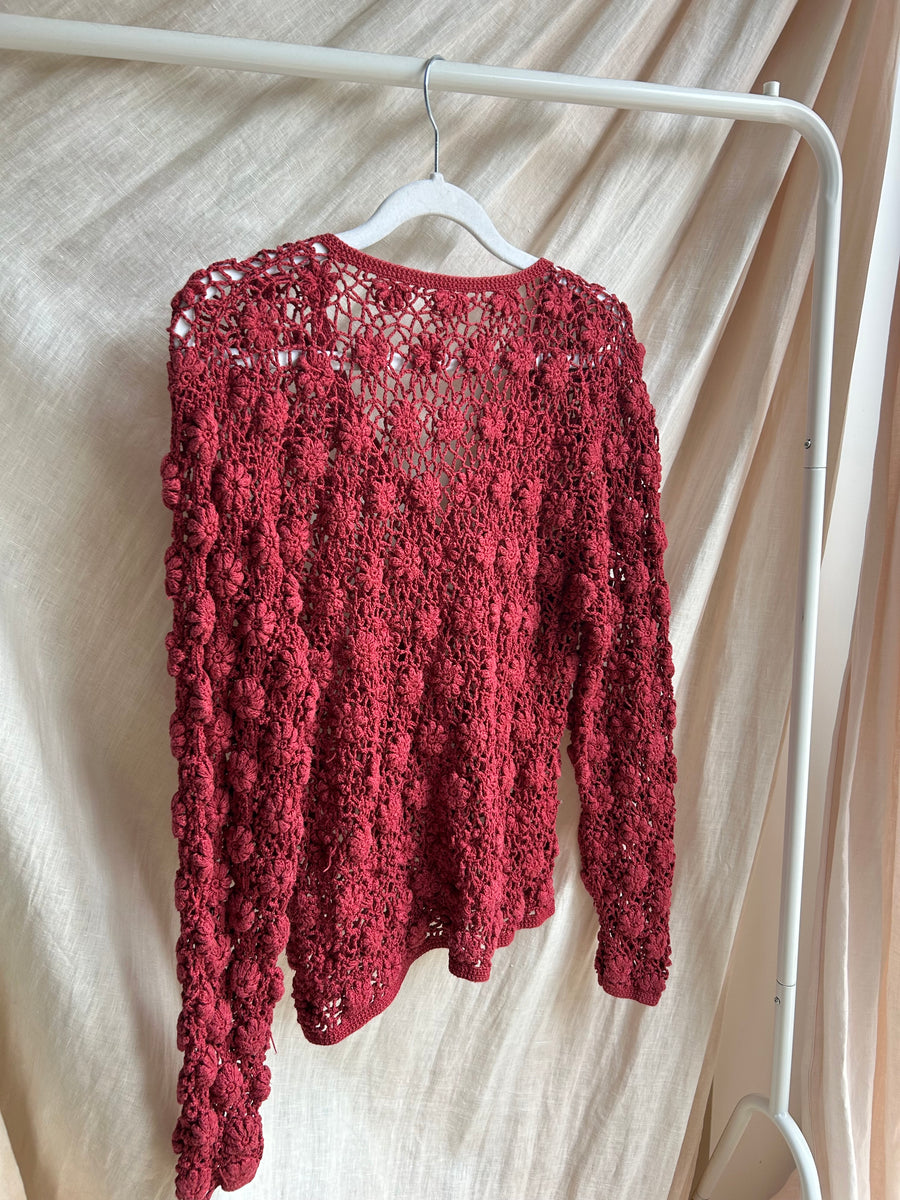 Floral Crochet Cardigan - S