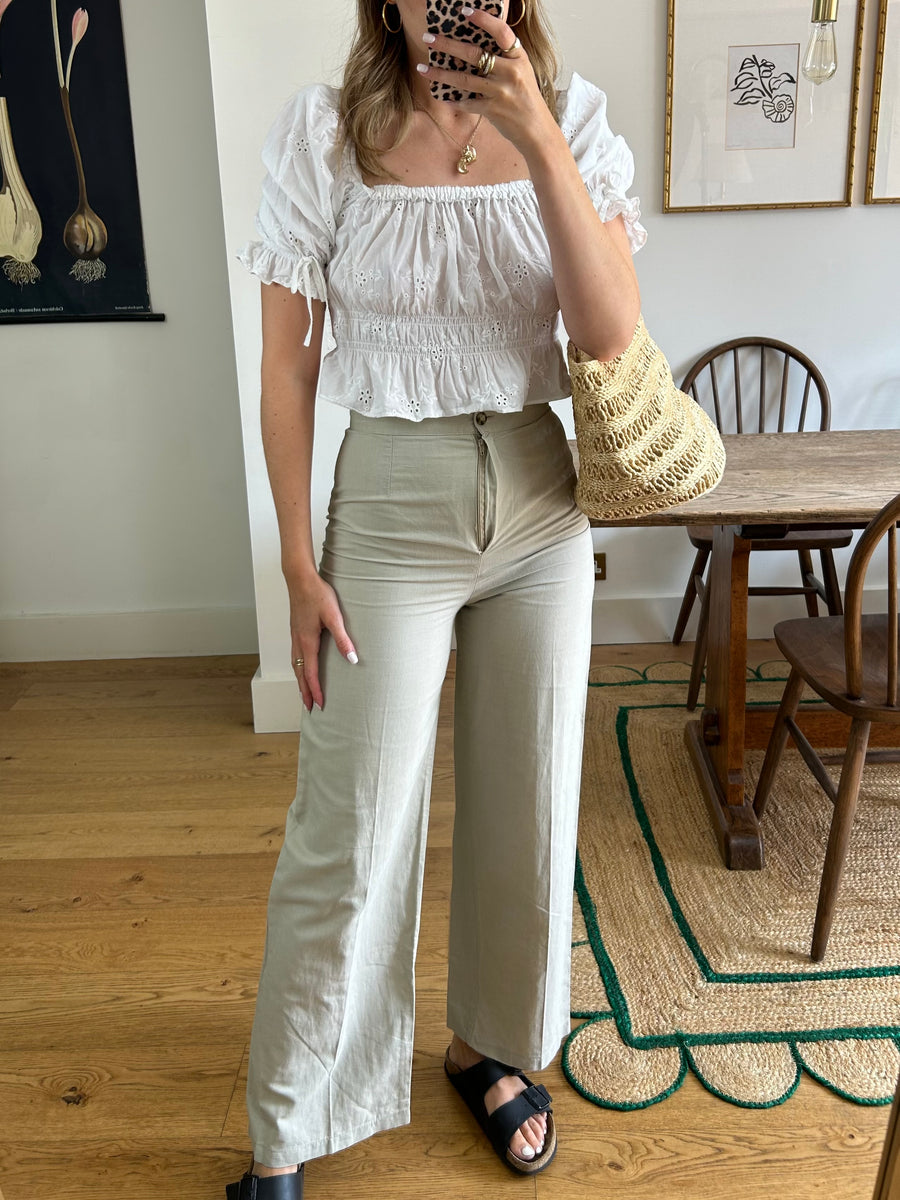 Beige Linen Trousers - UK 6/8