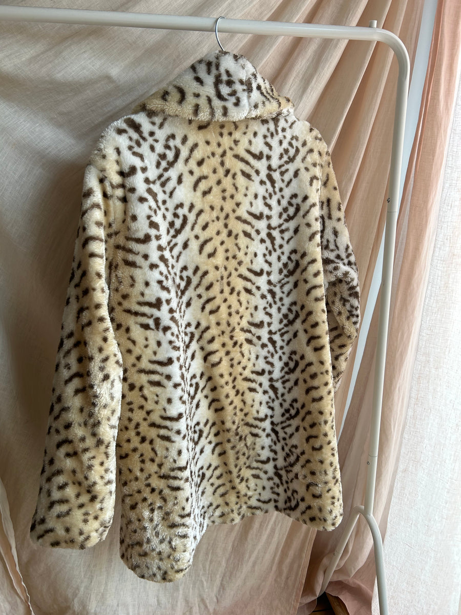 Leopard Faux Fur Coat - L