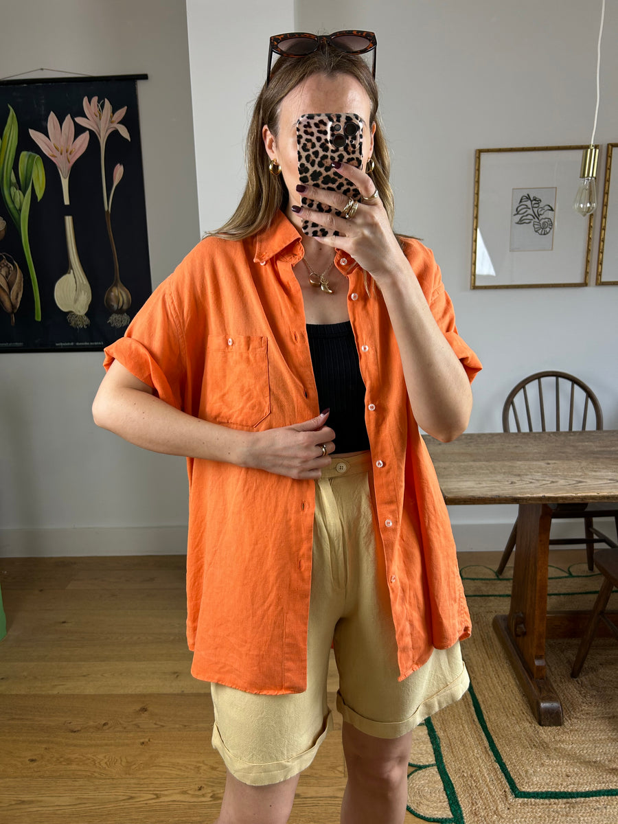 Orange Linen Shirt - XL