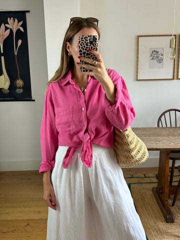 Pink Linen Shirt - S