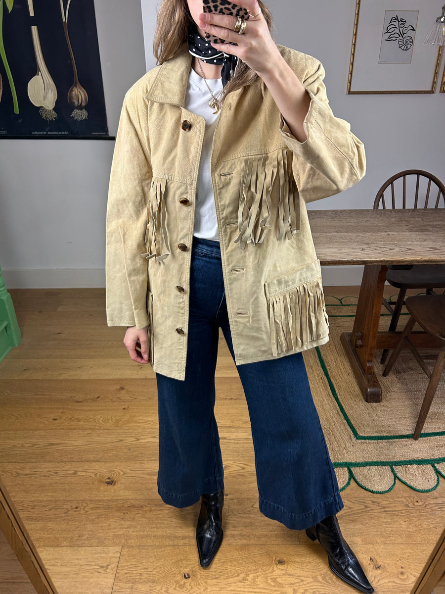 Suede Fringed Jacket - M