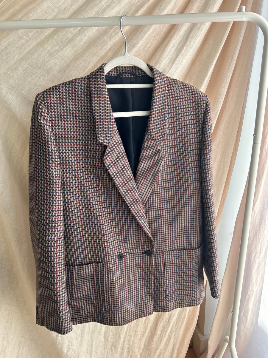 Houndstooth Wool Blazer - M