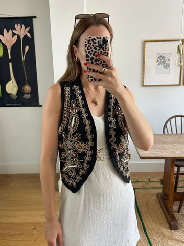 Embroidered & Beaded Waistcoat - S/M