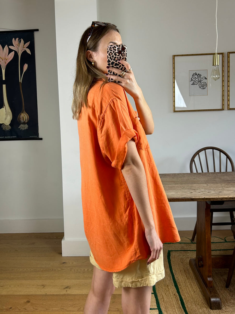 Orange Linen Shirt - XL