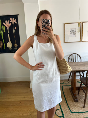 White Linen Shift Dress - UK 10