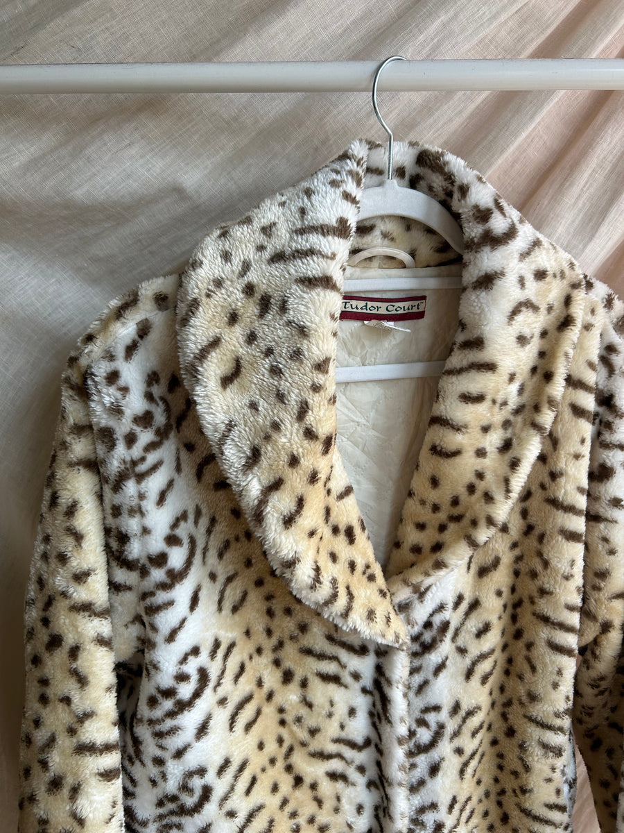 Leopard Faux Fur Coat - L