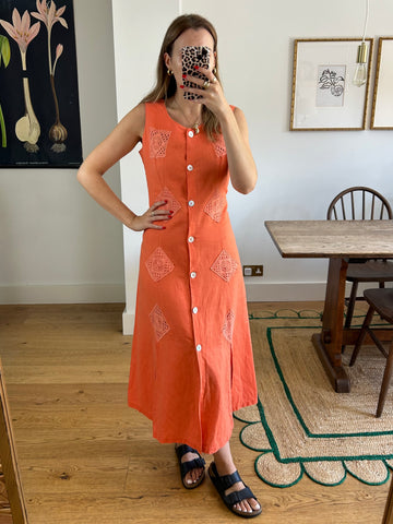 Orange Linen Dress - UK 12