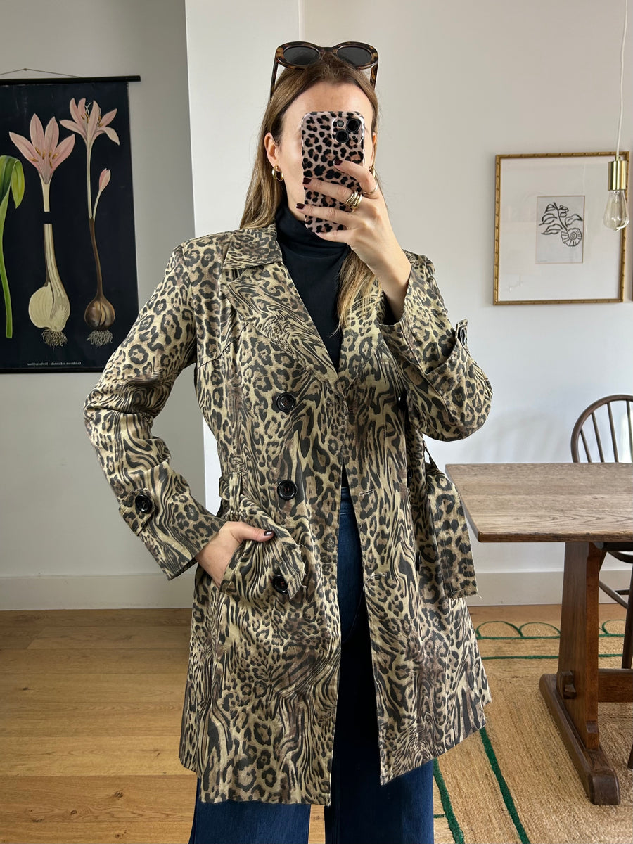 Leopard Trench Coat - S/M