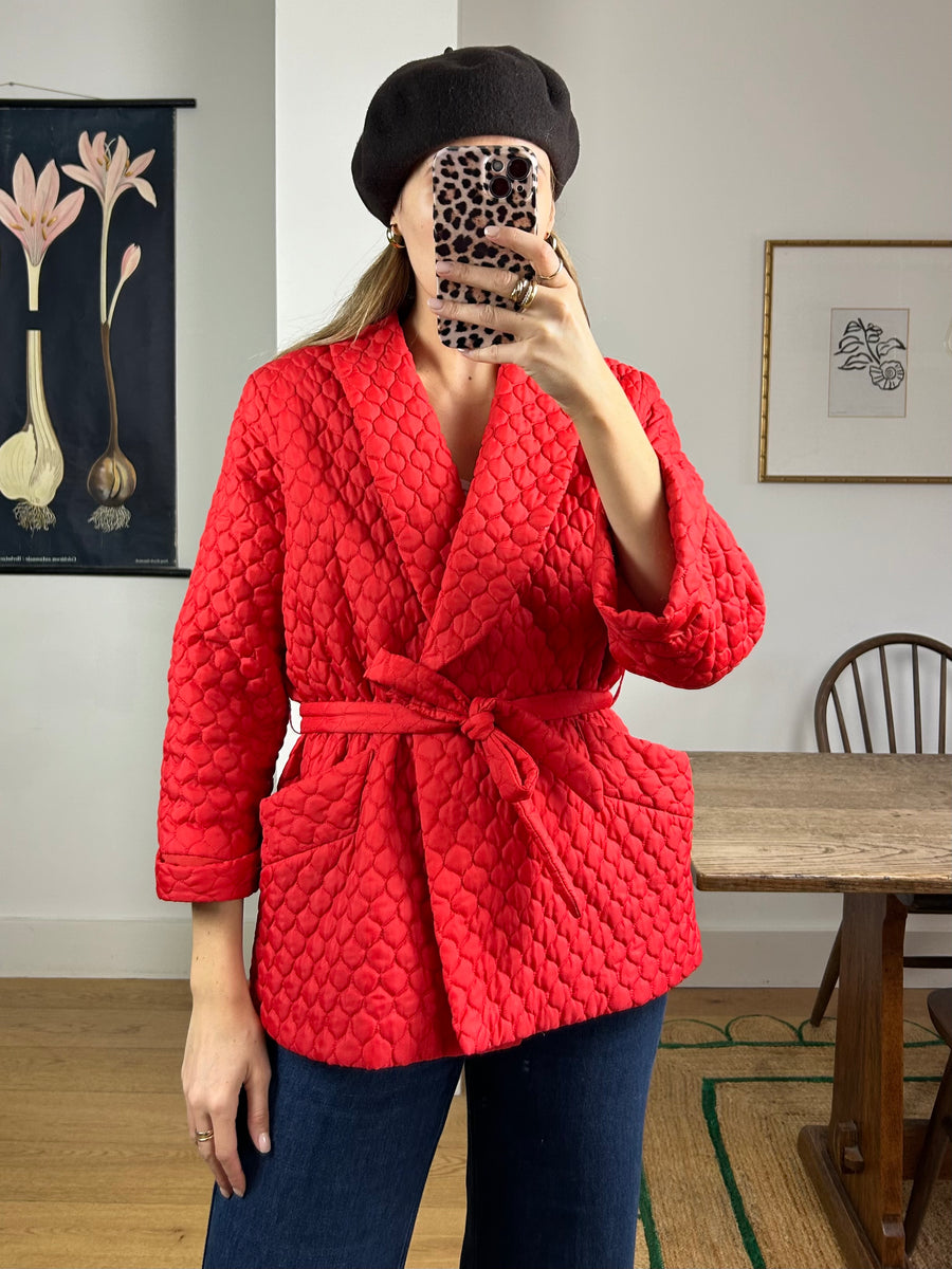 Red Quilted Jacket - S/M