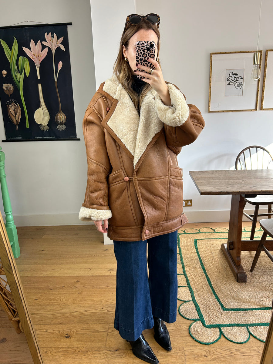 Tan Sheepskin Coat - S