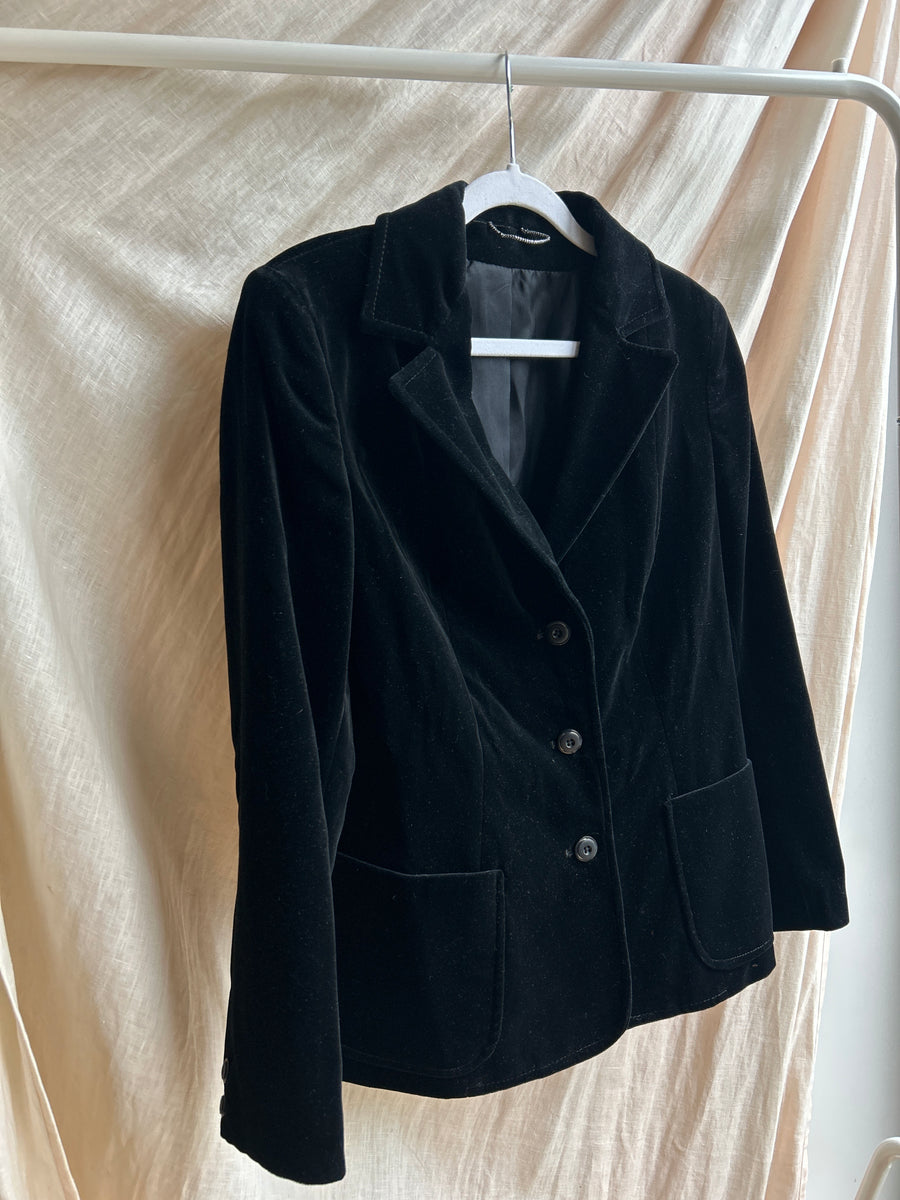 Black Velvet Blazer - S