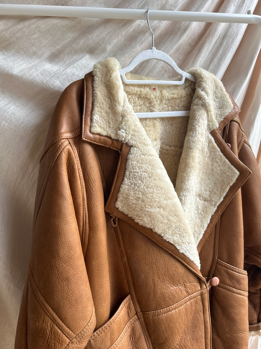 Tan Sheepskin Coat - S