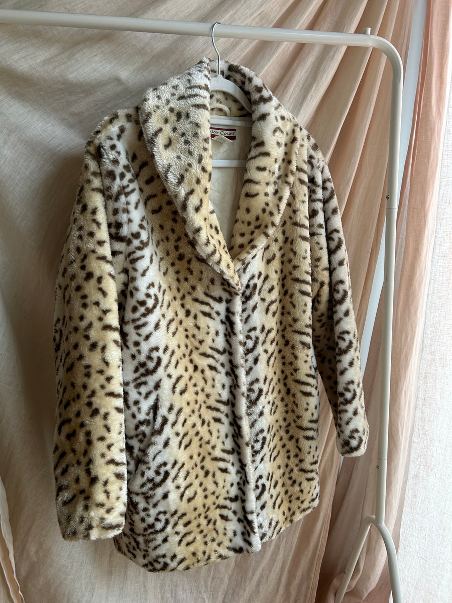 Leopard Faux Fur Coat - L