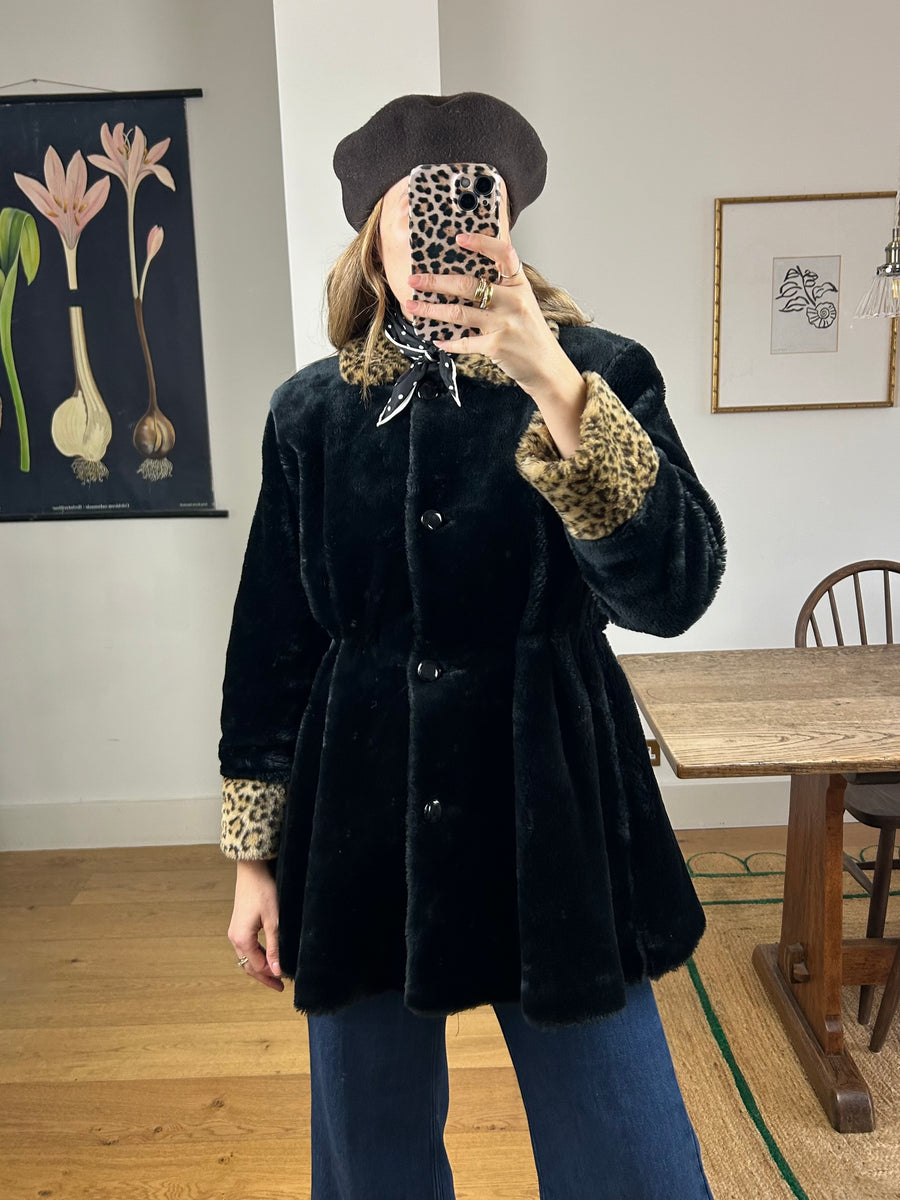 Leopard Faur Fur Coat - XS/S