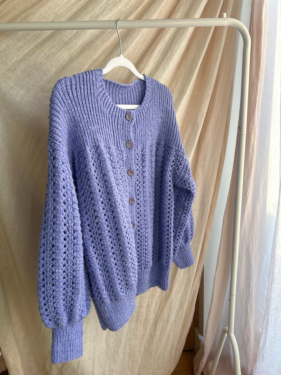 Purple Balloon Sleeve Cardigan - M