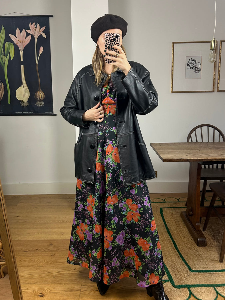 Dark Floral Maxi Dress - UK 8