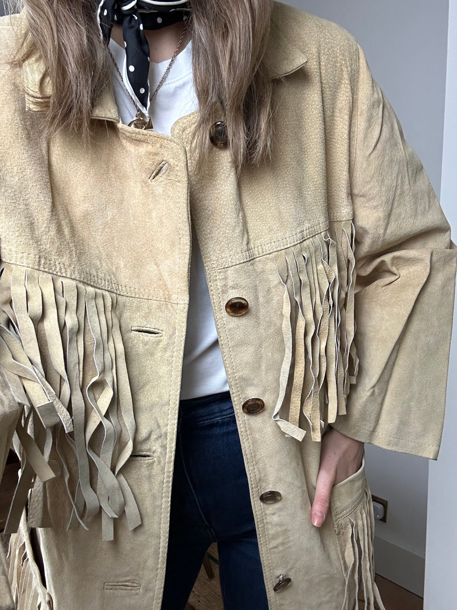 Suede Fringed Jacket - M