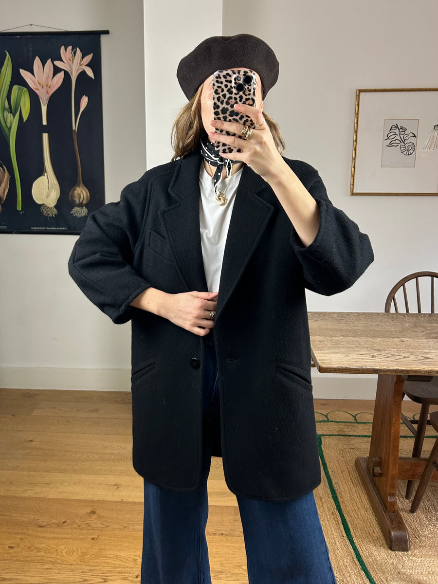 Black Wool Coat - M