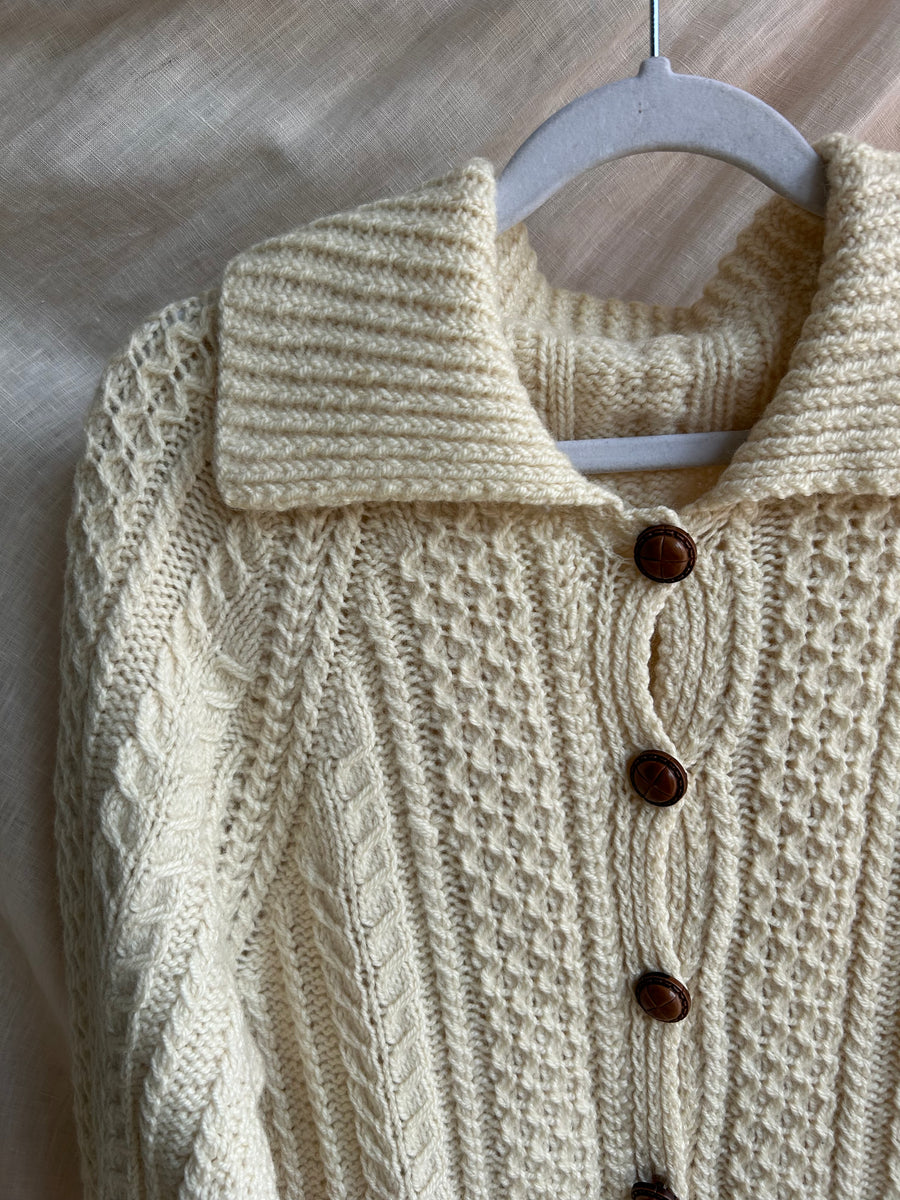 Cable Knit Collared Cardigan - S/M