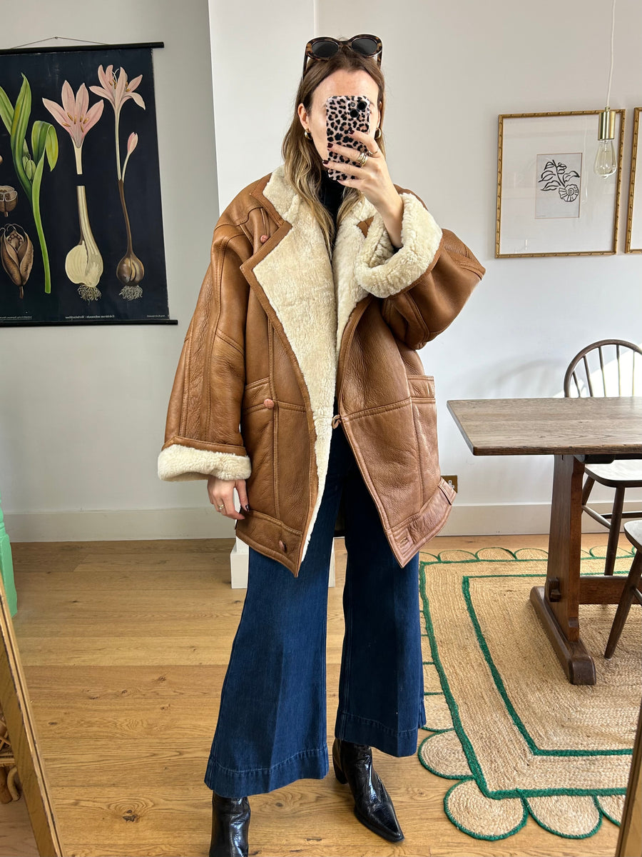 Tan Sheepskin Coat - S