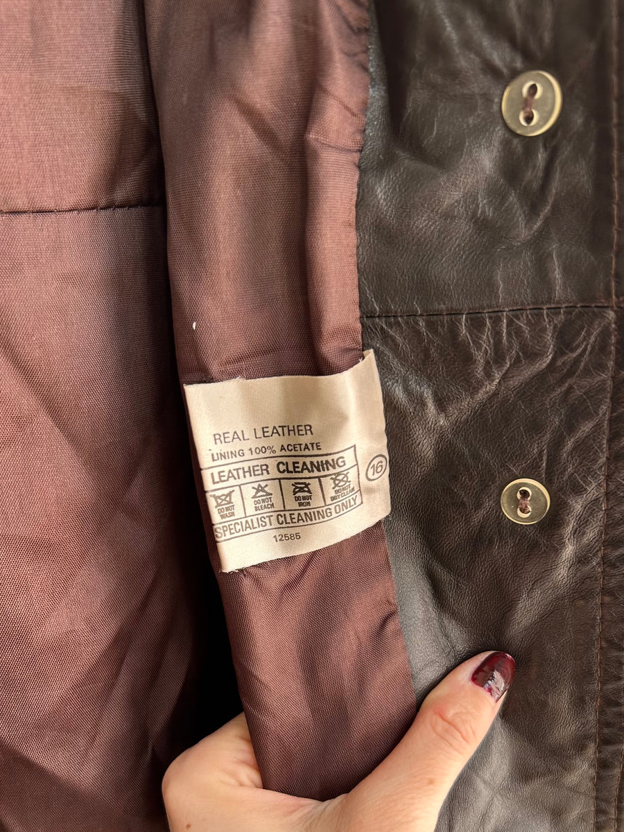 Brown Leather Blazer - S