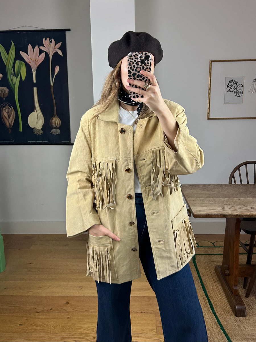 Suede Fringed Jacket - M