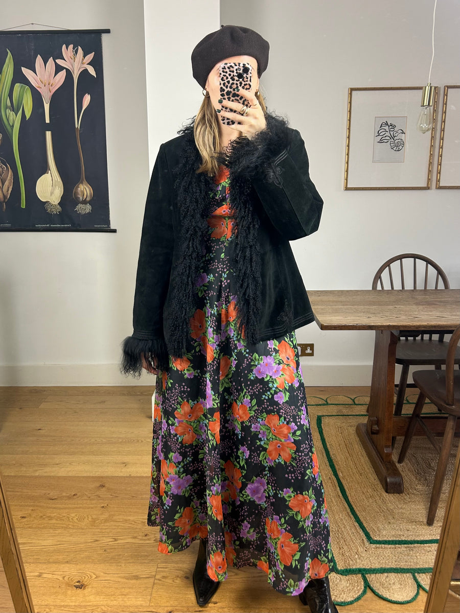 Dark Floral Maxi Dress - UK 8