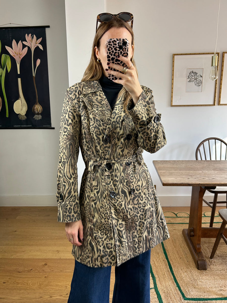 Leopard Trench Coat - S/M