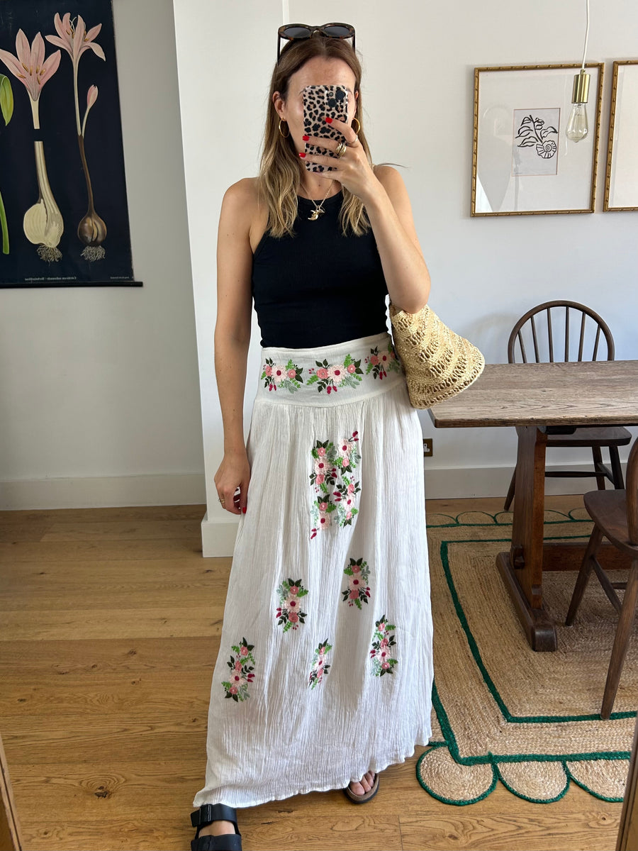 Embroidered Cotton Skirt - UK 10