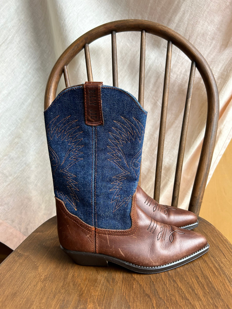 Denim Cowboy Boots - UK 4