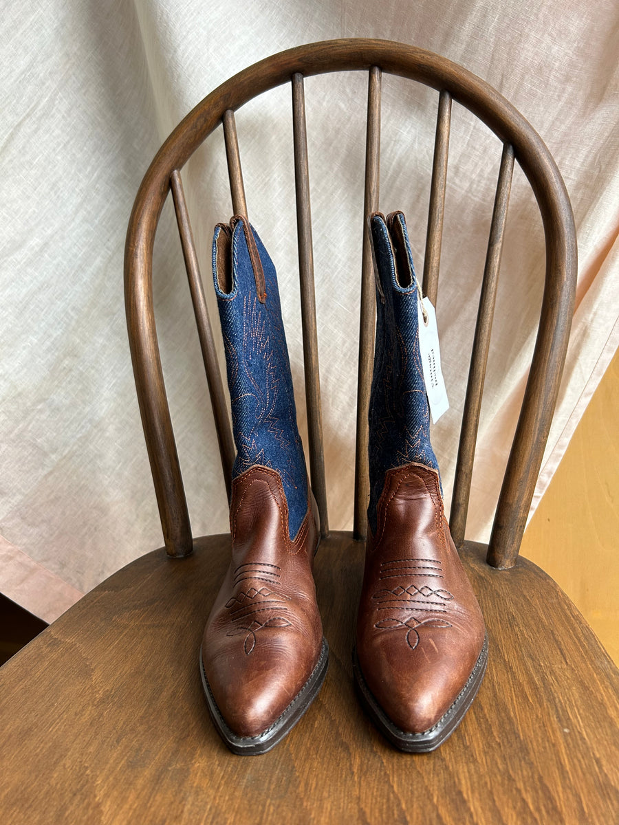 Denim Cowboy Boots - UK 4