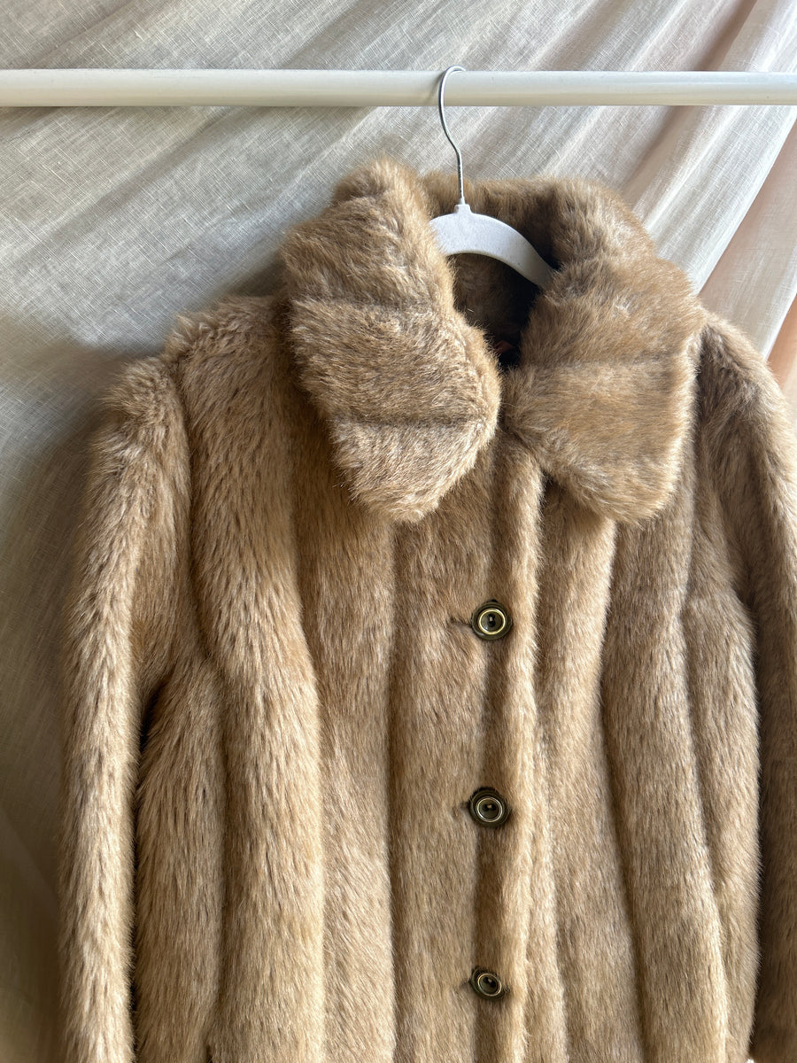 Tan Faux Fur Coat - S/M