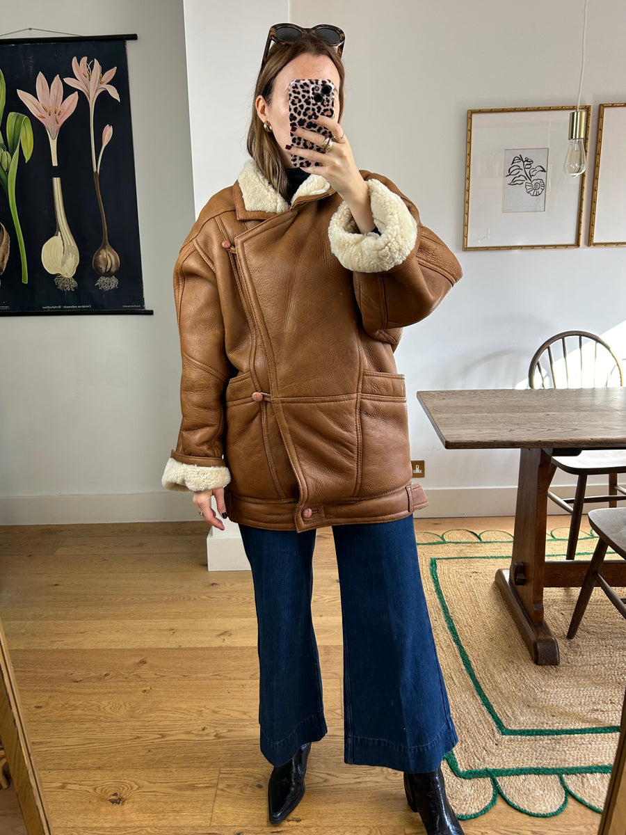 Tan Sheepskin Coat - S