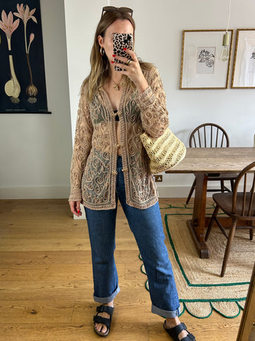 Embroidered Sheer Cardigan - S