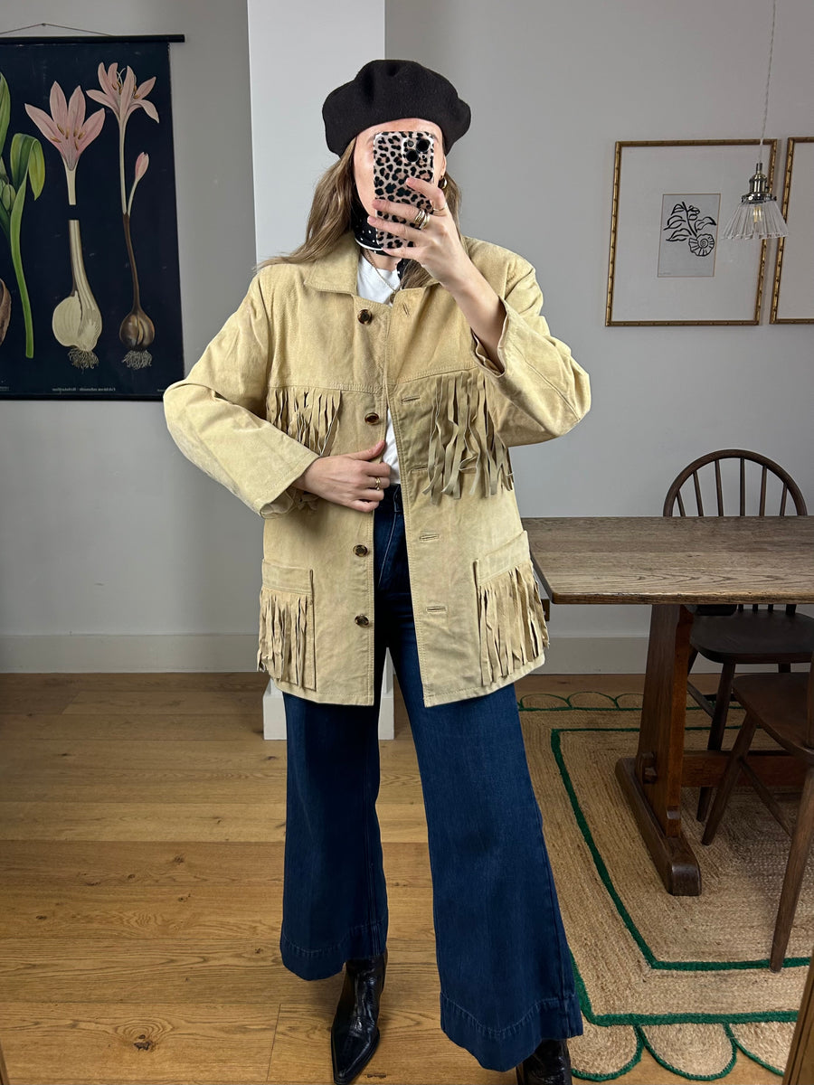 Suede Fringed Jacket - M